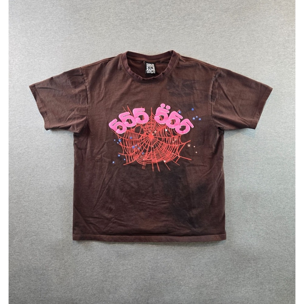 SP5DER x COMPLEXCON Shirt Mens XL Brown 2024 EXCLUSIVE 555 Puff Print Tee